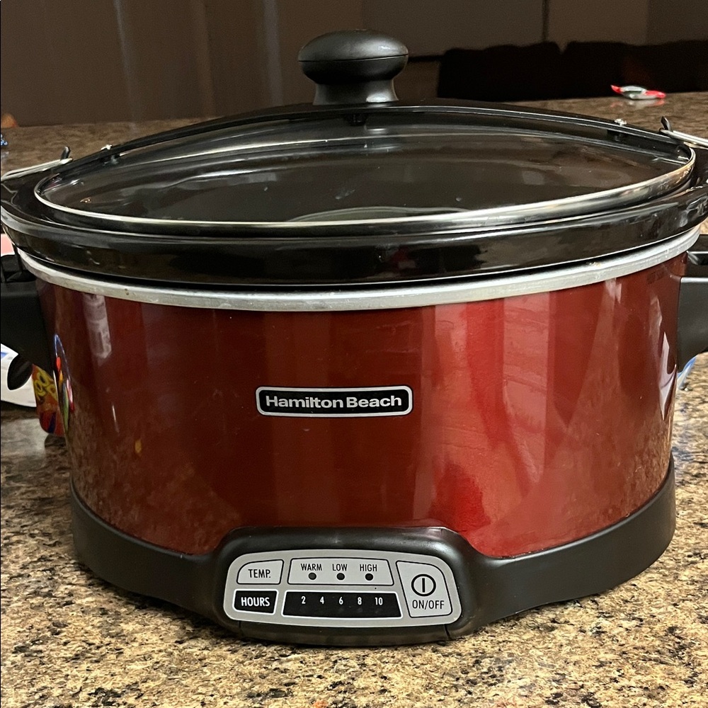 Hamilton Beach Red Slow Cooker with Black Accents